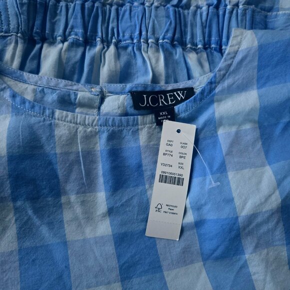 NWT J Crew sz XXL blue Bow front top in Bristow Gingham - Picture 4 of 4